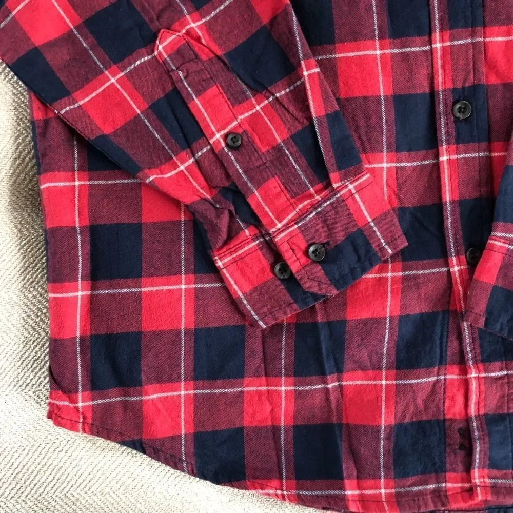 Goodfellow & Co Red Navy Plaid Flannel Shirt L